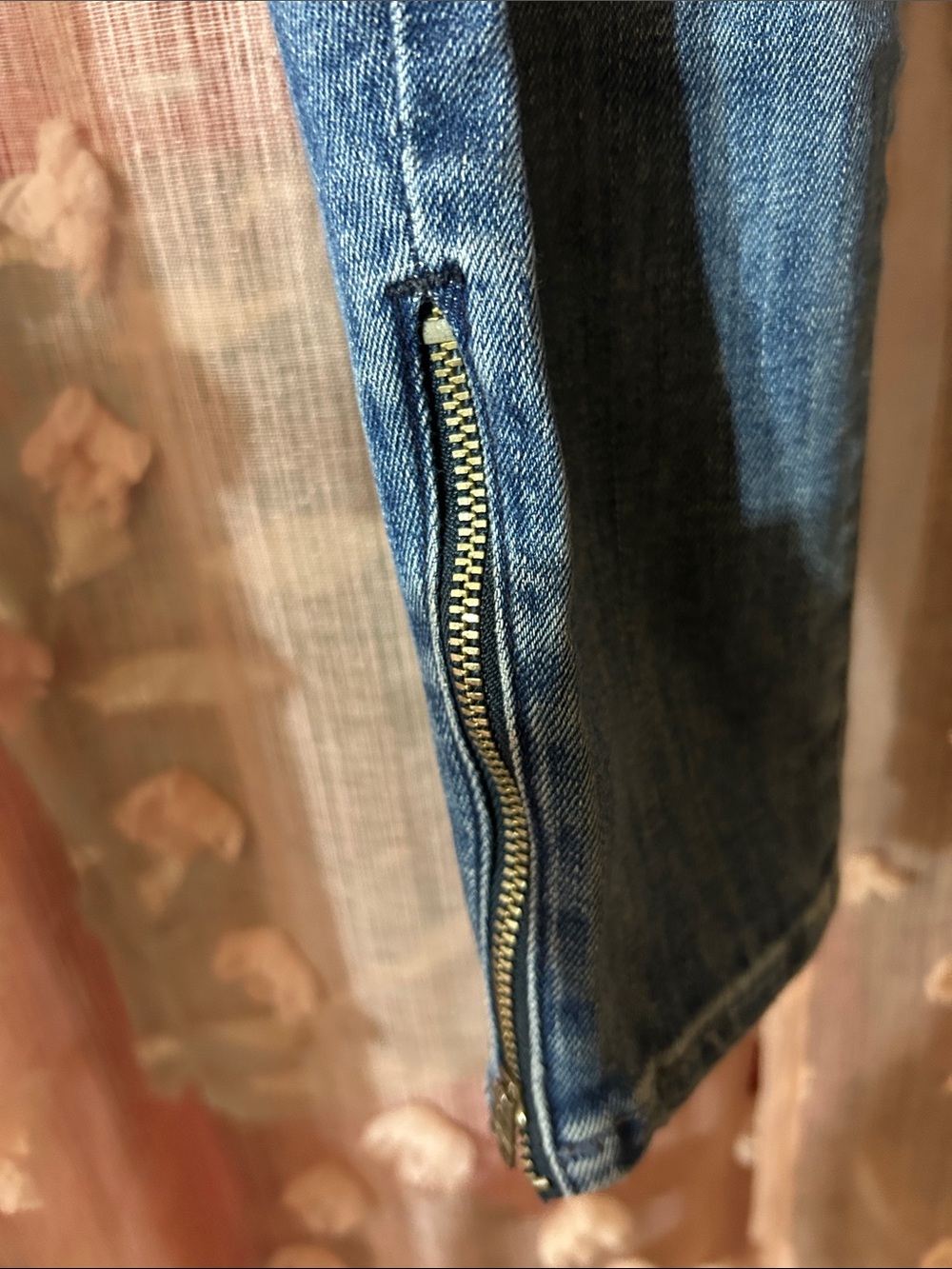 MOTHER The Looker Ankle Zip 'Graffiti Girl' Jeans - Blue Denim - Picture 3 of 4
